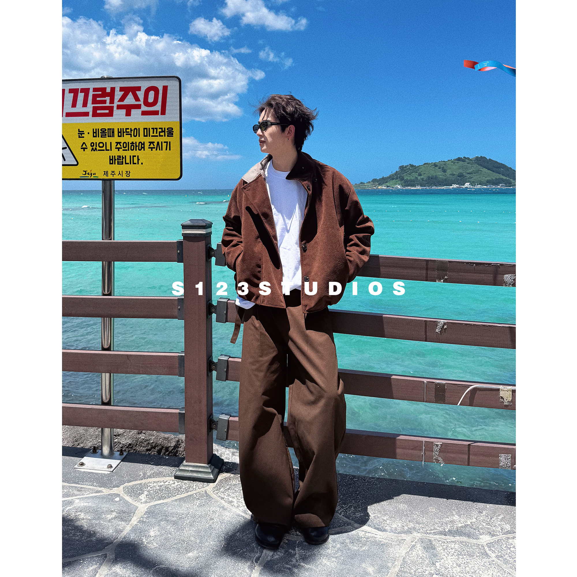 神之纤维云陀绒哈灵顿工装夹克外套棕色休闲宽松