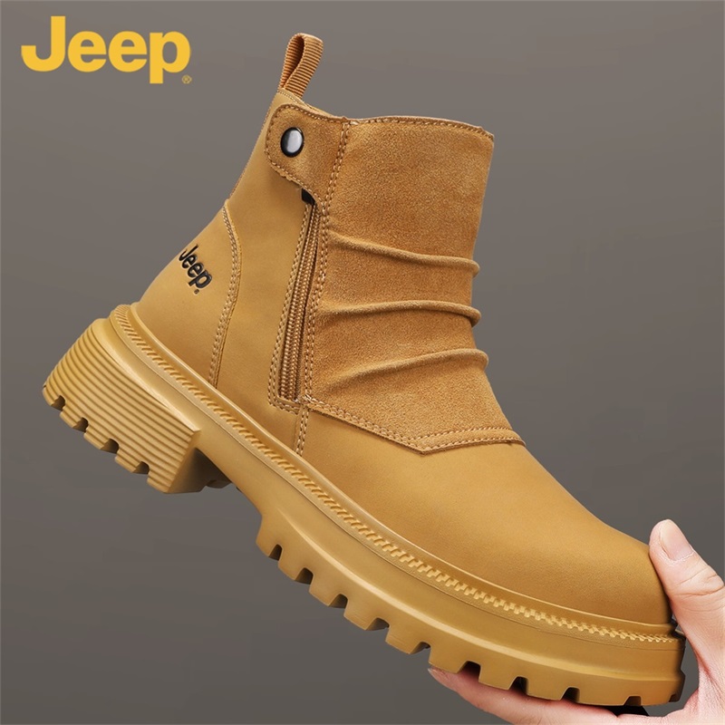 JEEP/吉普马丁靴男鞋秋季2025新款高帮大黄靴子男雪地工装拉链款