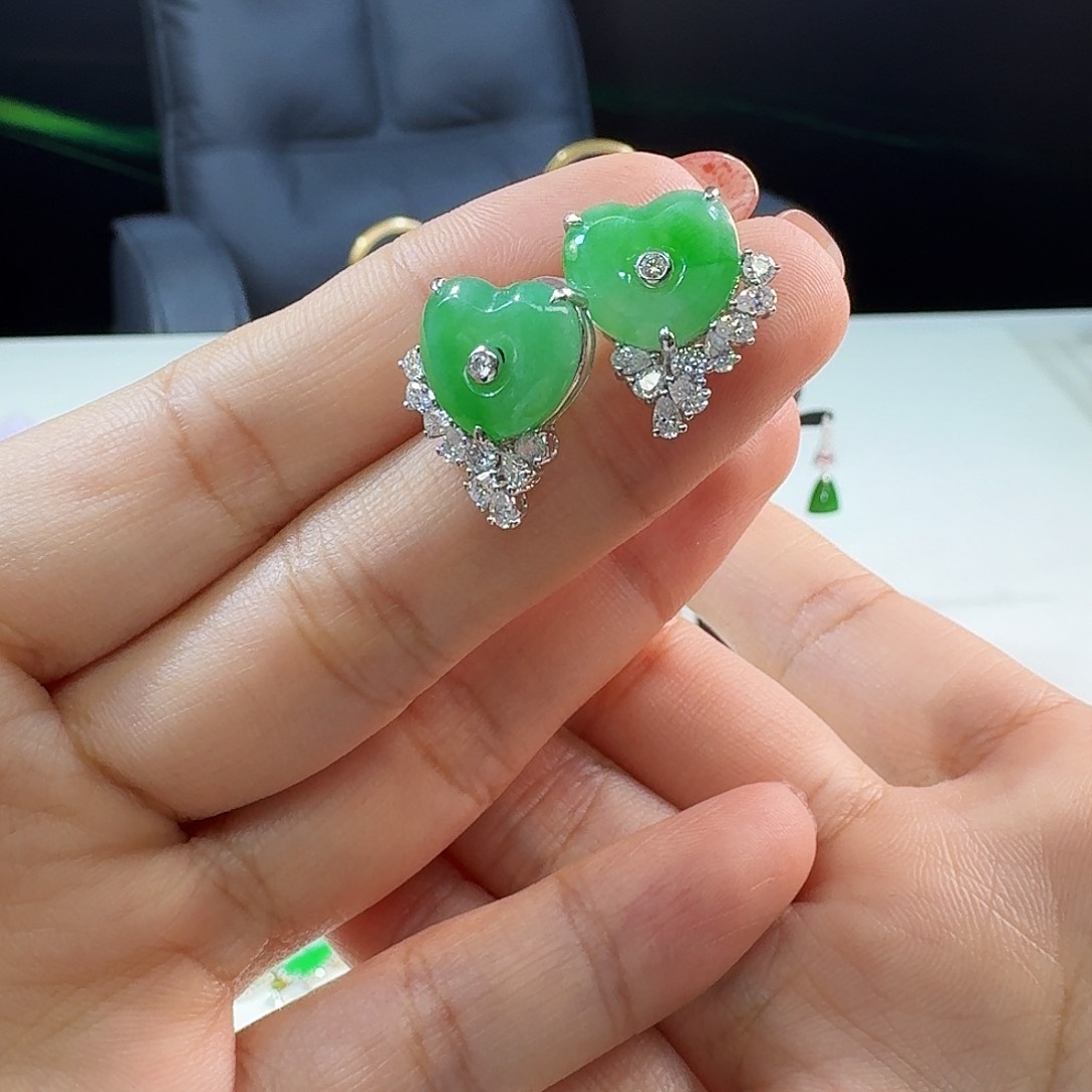 翡翠耳饰18K金镶嵌18k镶嵌