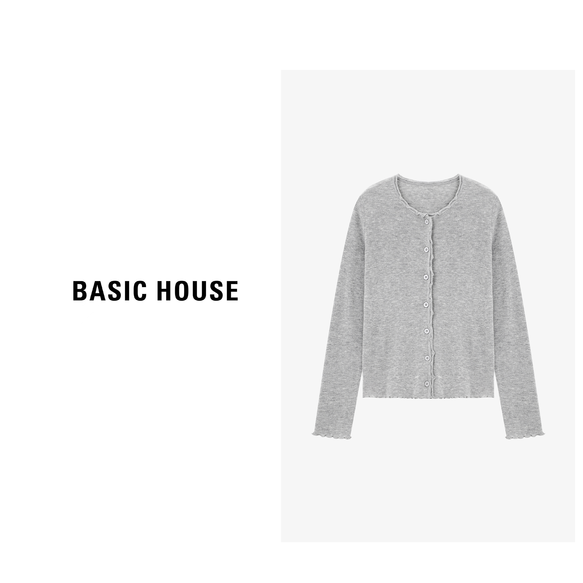 Basic House/百家好秋季新款简约气质浪漫花边针织衫-B0625B5GGD2