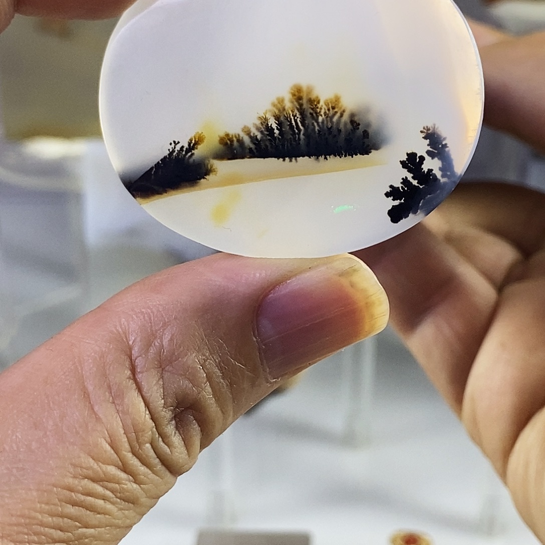 合成碳硅石非金属时尚图纹画面石饰品