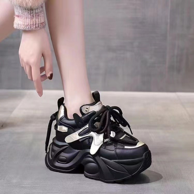 厚底女鞋2025春秋新款ins轻便休闲鞋8厘米小个子增高运动老爹鞋子