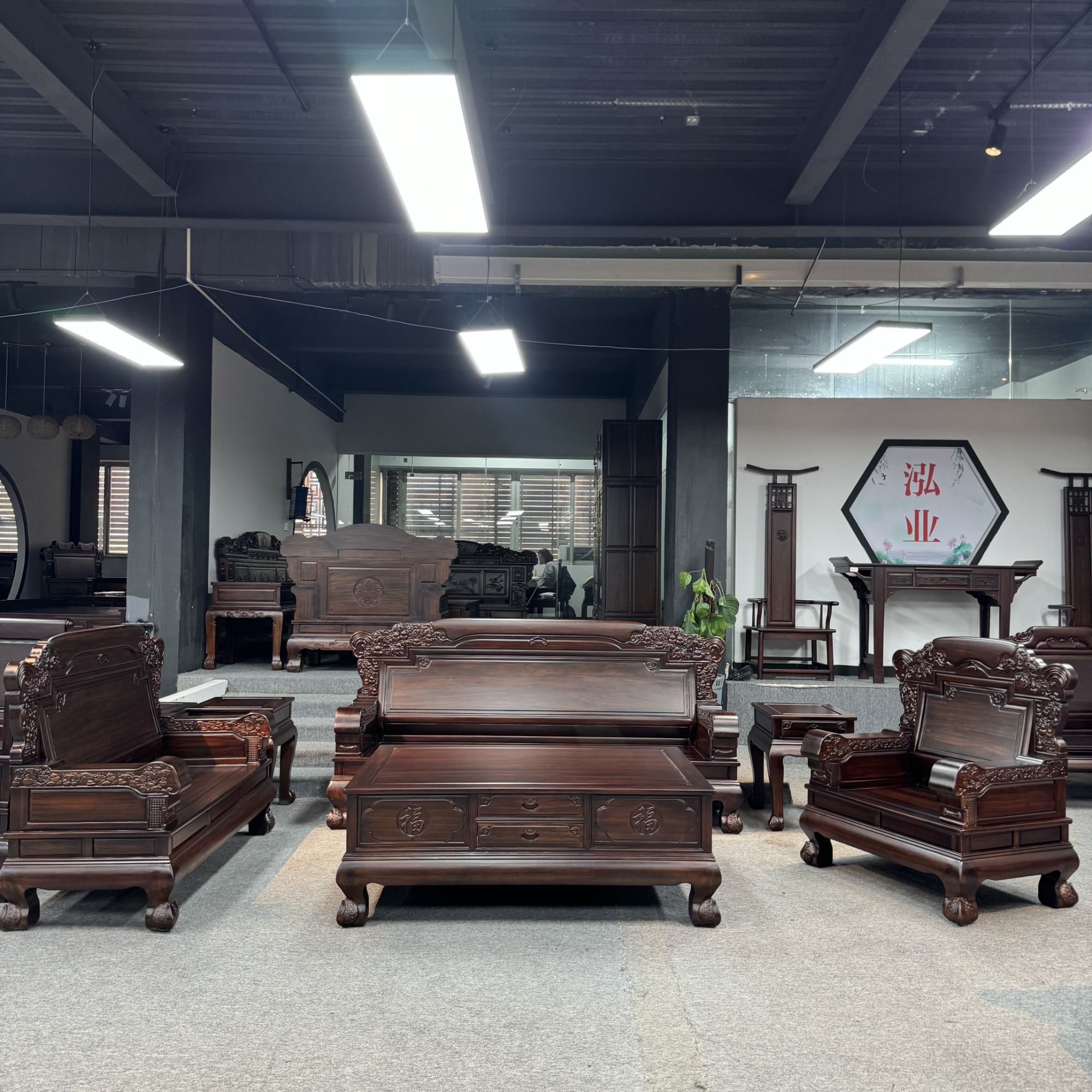 观福红木沙发客厅古典单人双人三人成套别墅素面榫卯家具家用轻奢