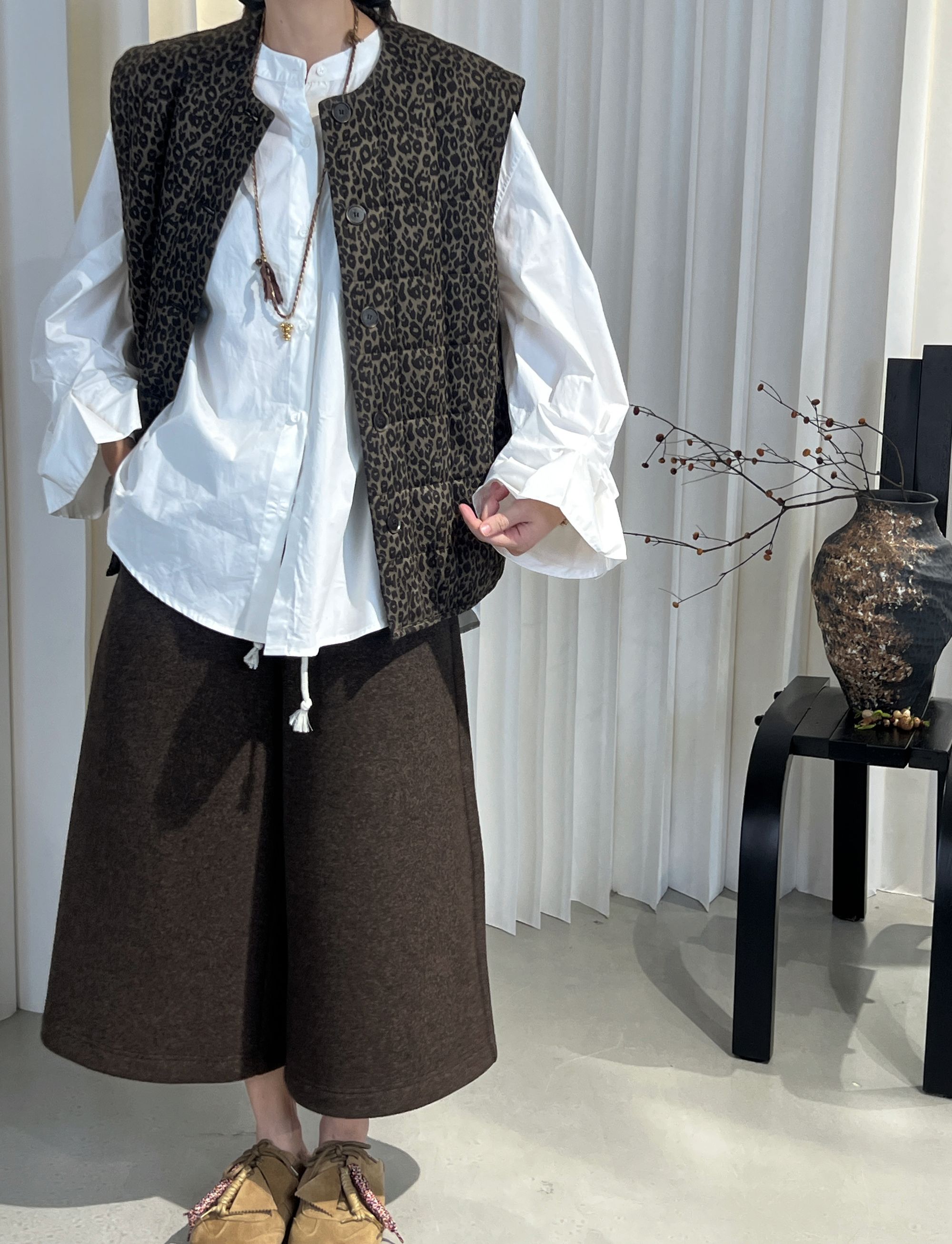 QIANQIAN 25秋冬【斑驳】高定系列-定制豹纹面料棉服马甲18208