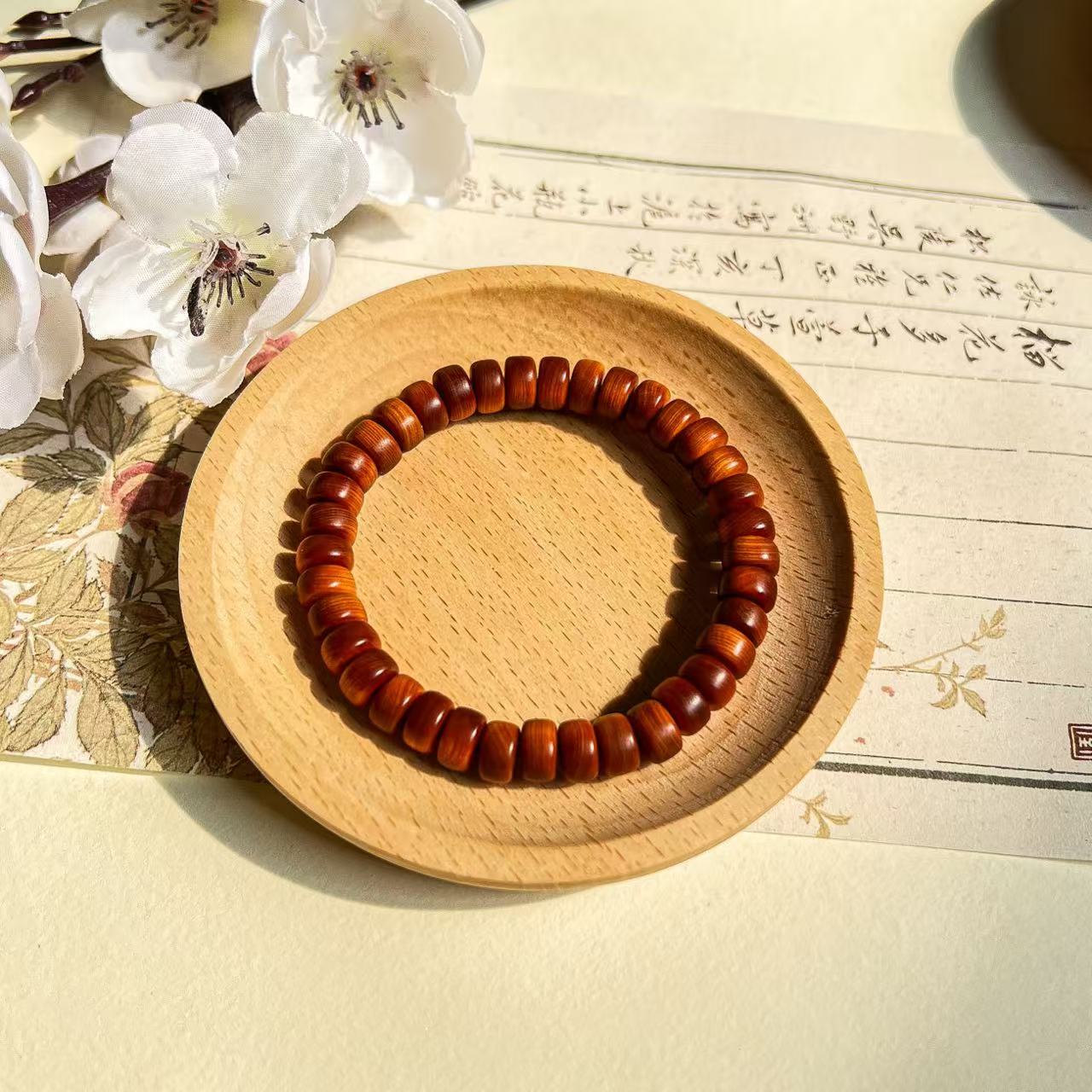 柏小宋太行崖柏陈化黑油奶香药片单圈手串