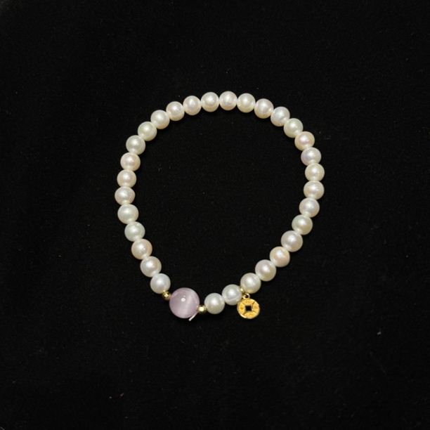 18k金天然淡水珍珠手串/8284