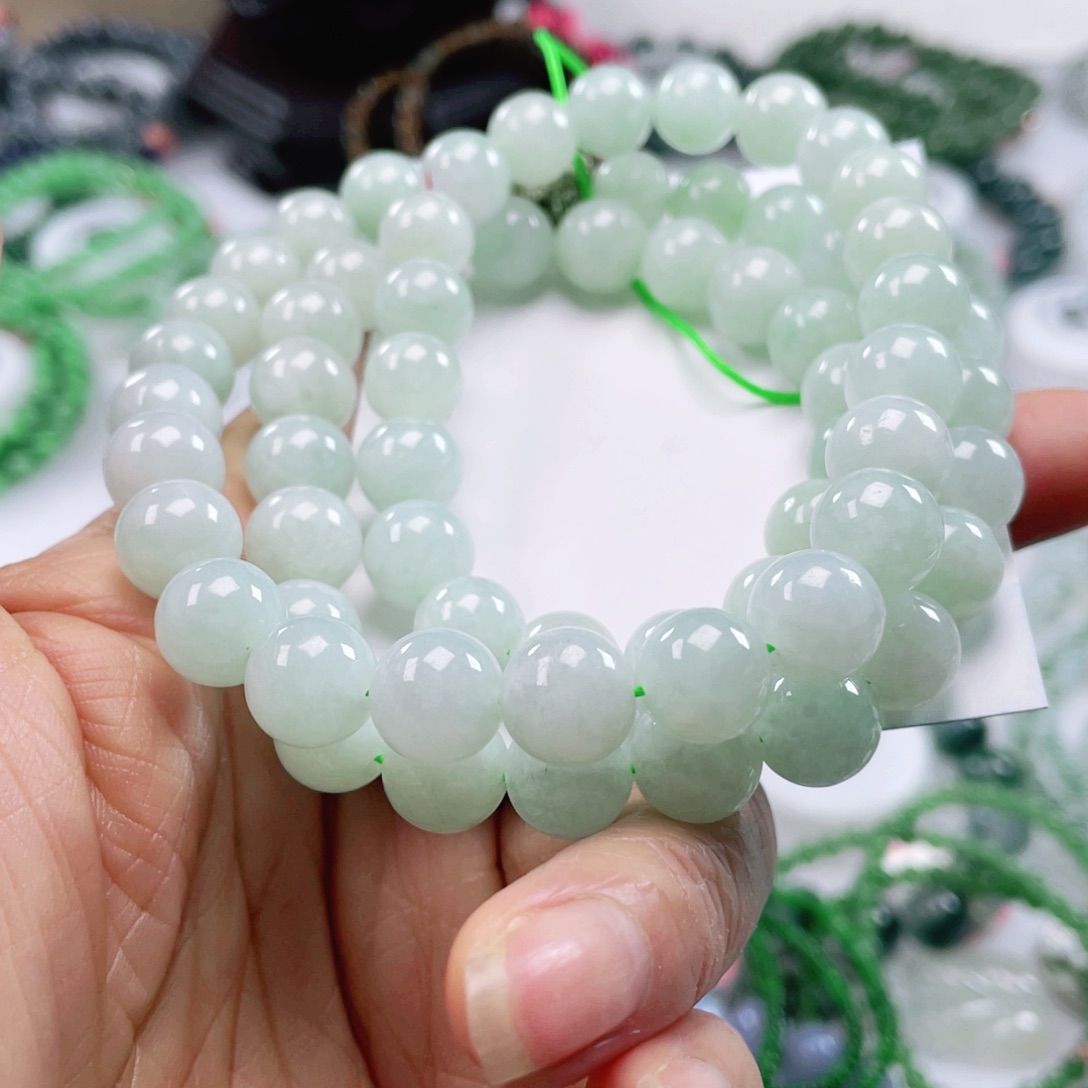 翡翠戒指未镶嵌小*姐天然翡翠项链10mm