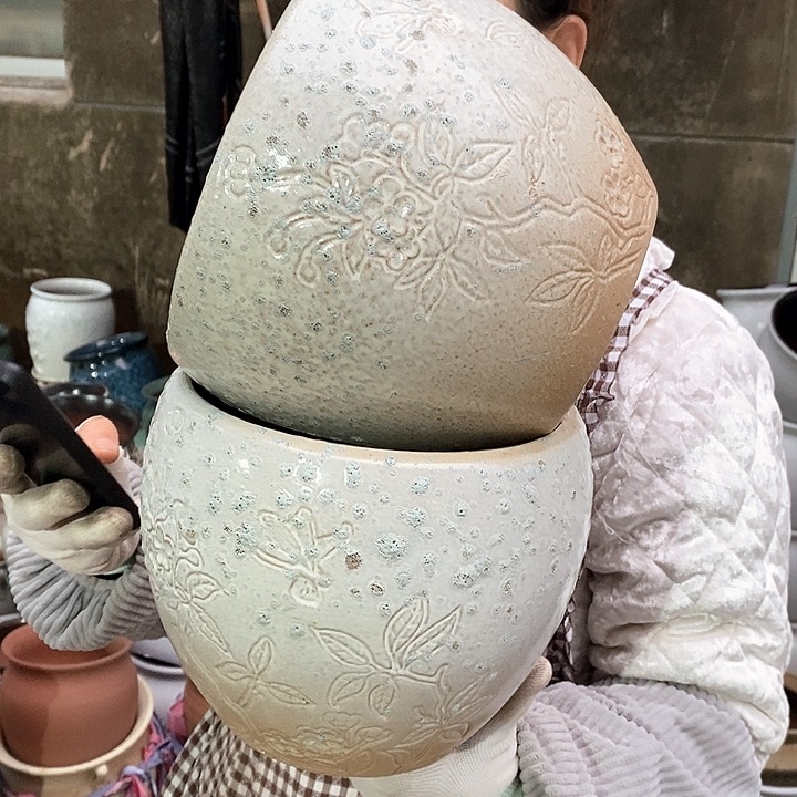 紫砂花盆瑕疵口18高18