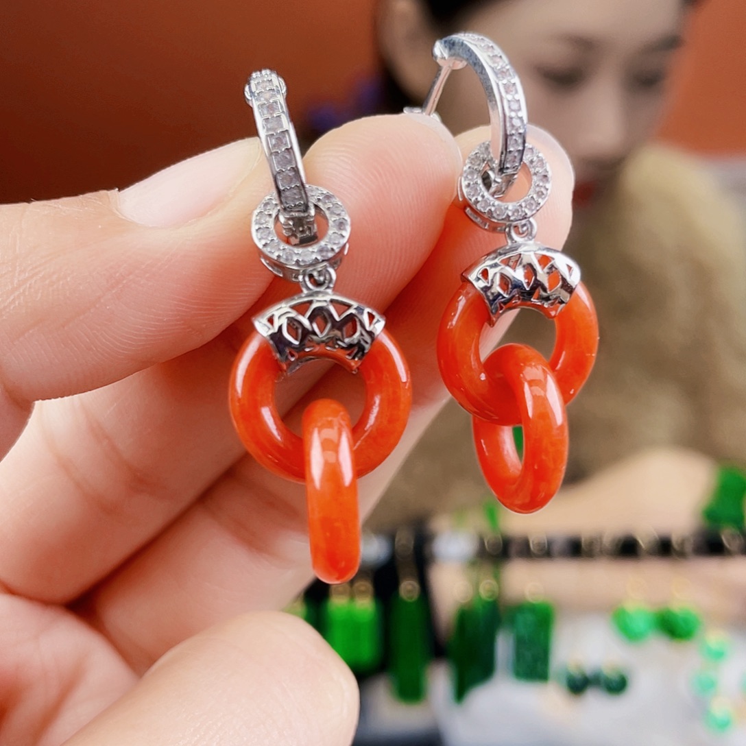 翡翠未镶嵌耳饰饰品