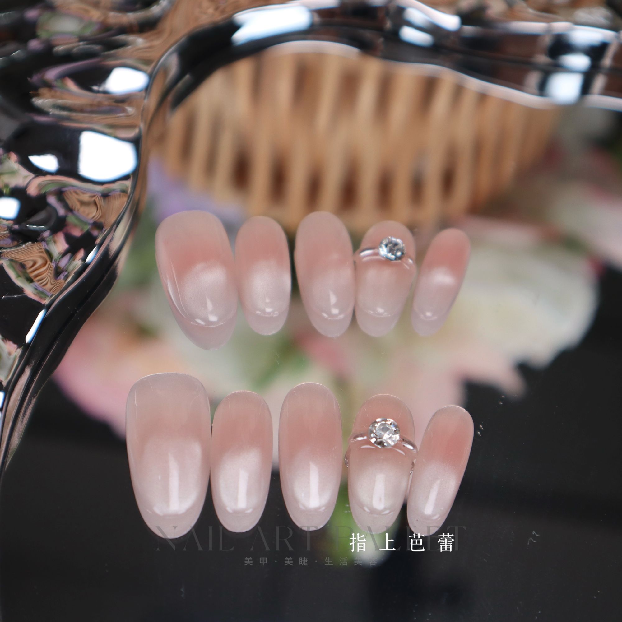 164【 猫眼镶钻】指上芭蕾纯手工穿戴甲送工具包+收纳盒 No退No换