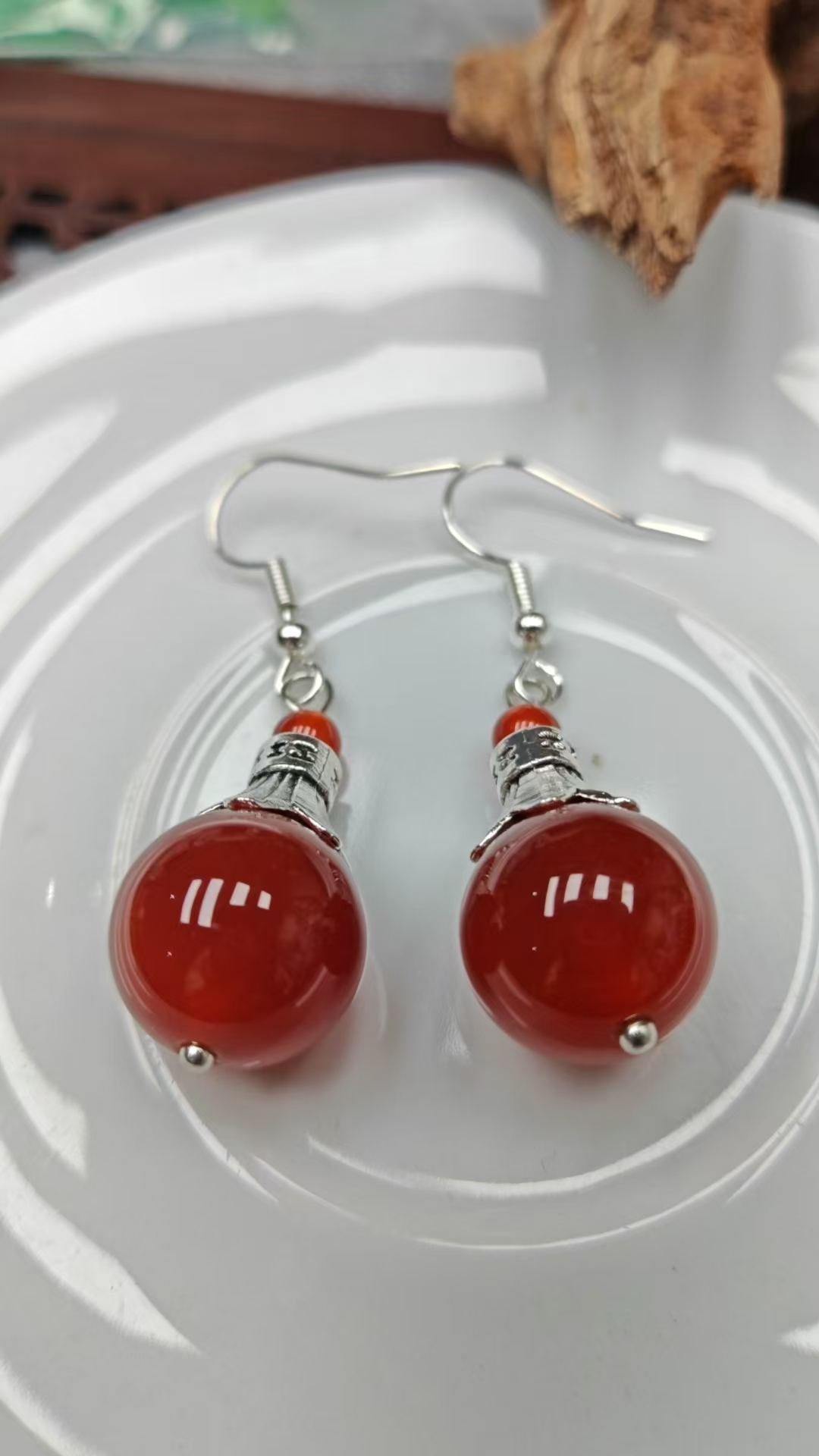 南红小灯泡精品耳坠