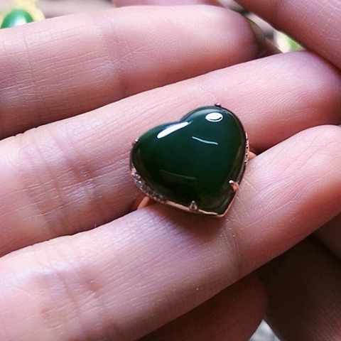 和田玉戒指银S925镶嵌