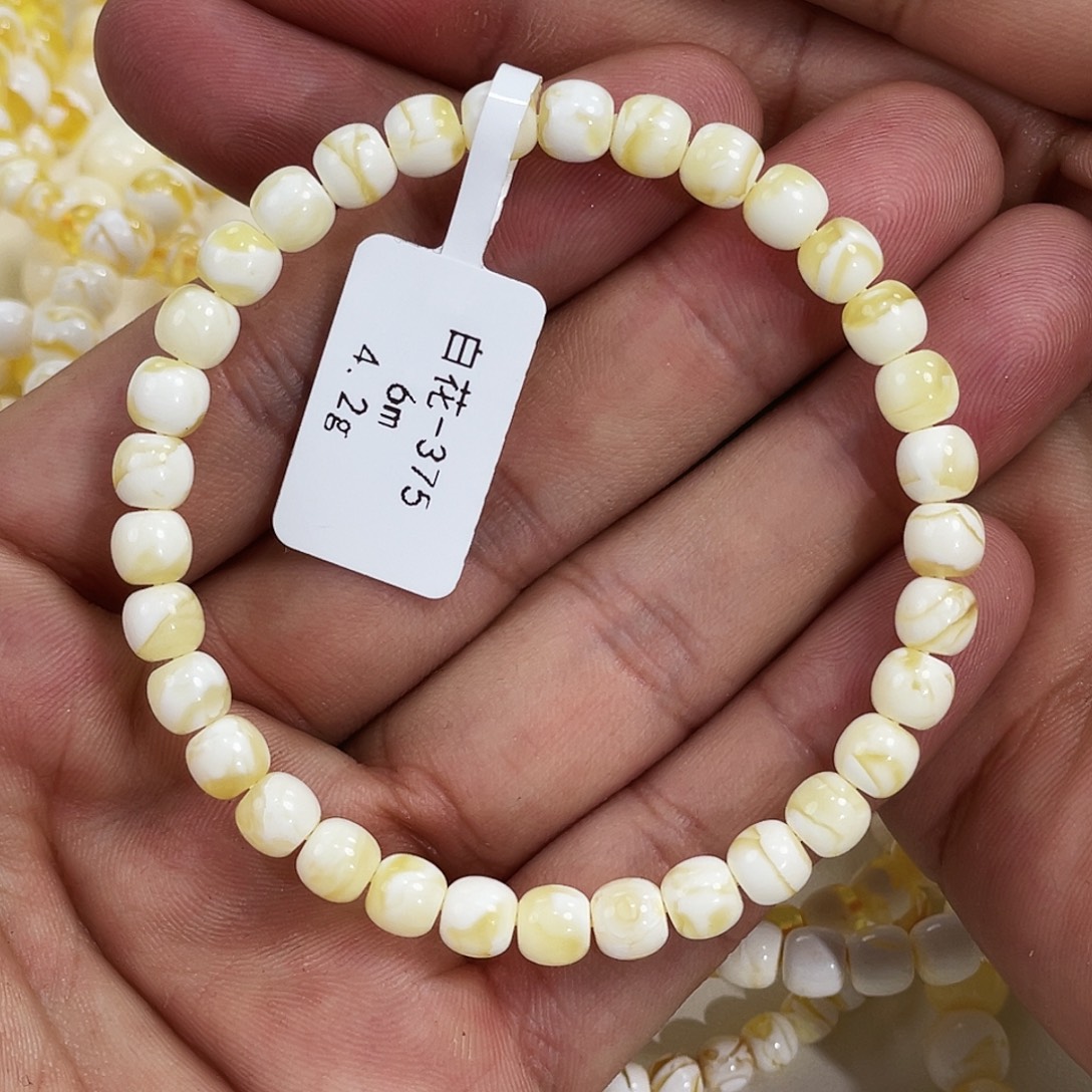 琥珀未镶嵌手链金白6m