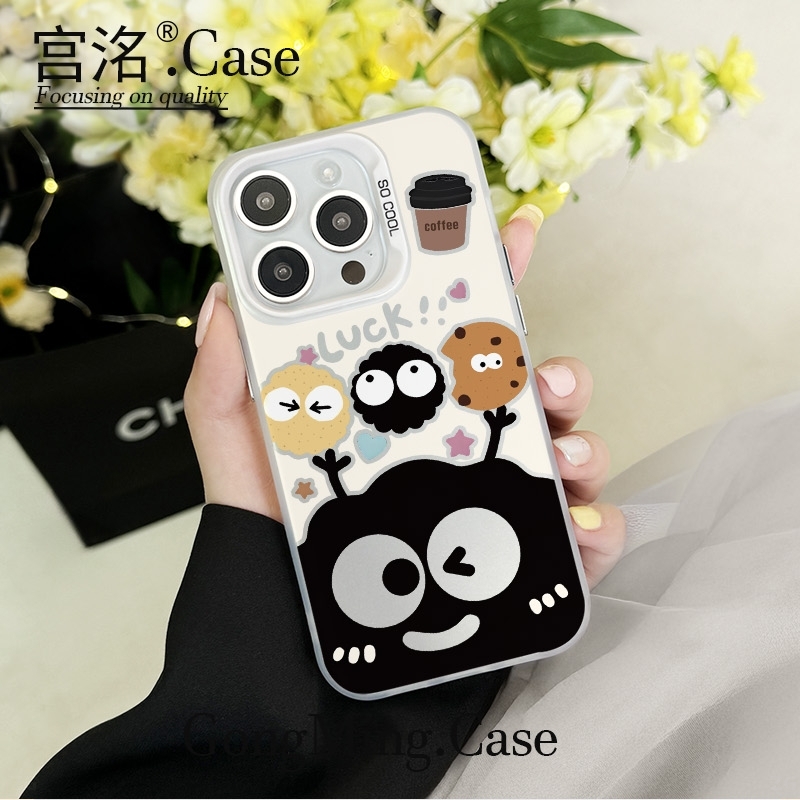 黑煤球饼干彩银壳适用于iPhone苹果17手机壳华为oppo小米手机壳男