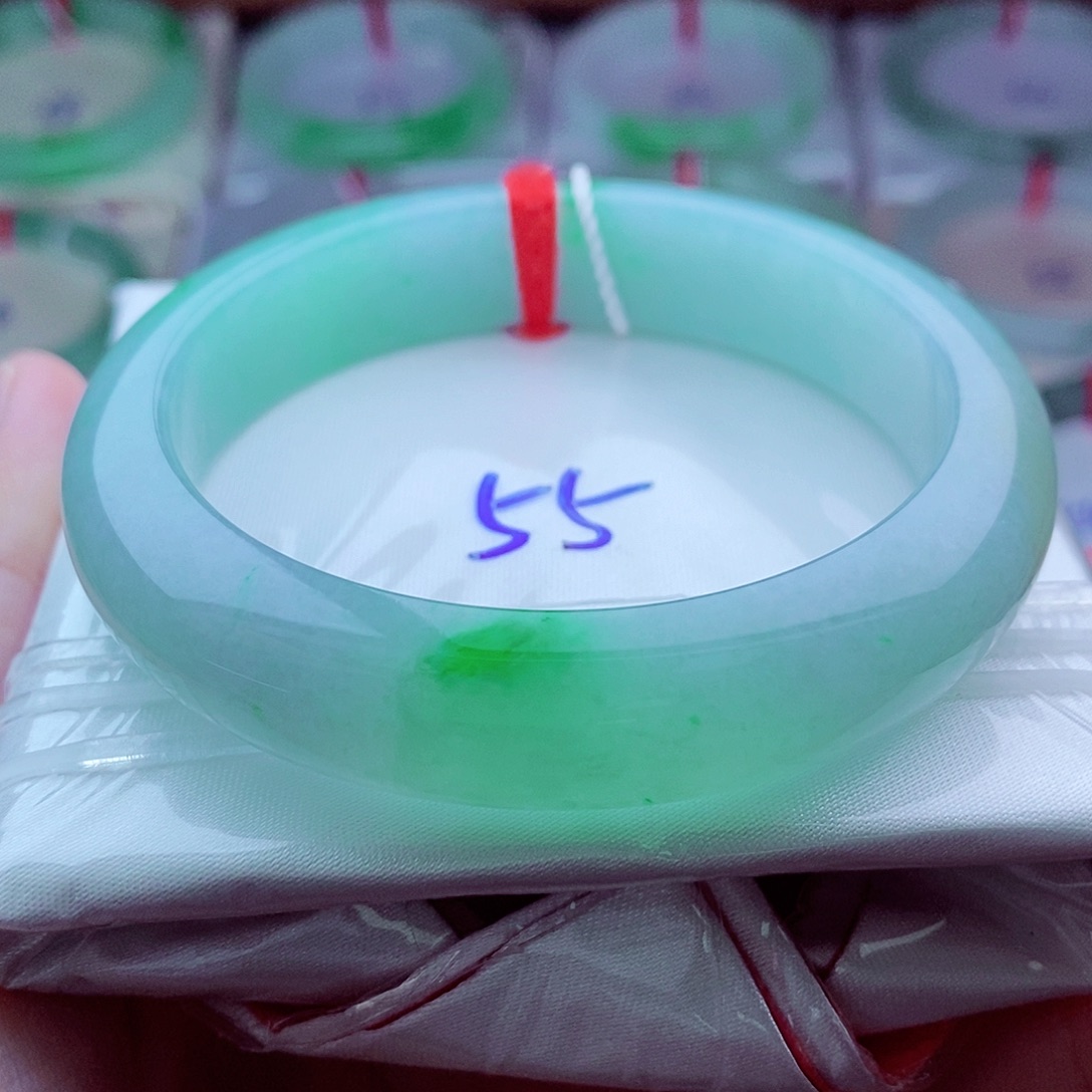 翡翠未镶嵌手镯0203-55圈口 阳绿