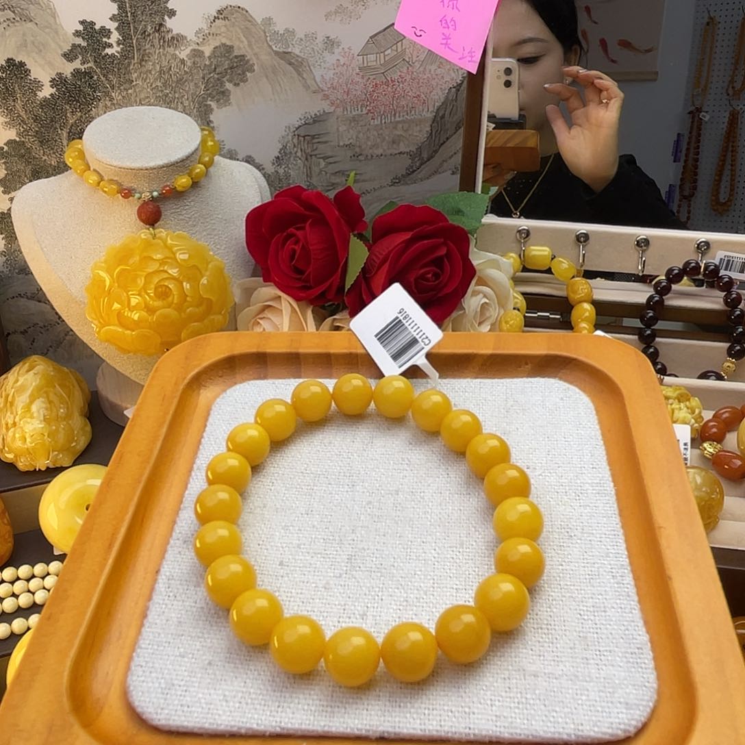 琥珀裸石未镶嵌蜜蜡手串