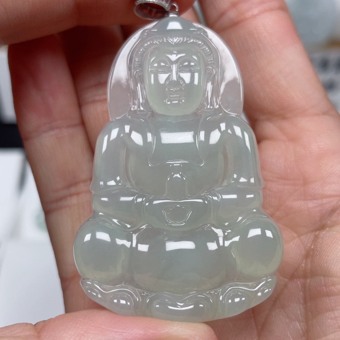 翡翠颈饰未镶嵌天然翡翠A货观音51号