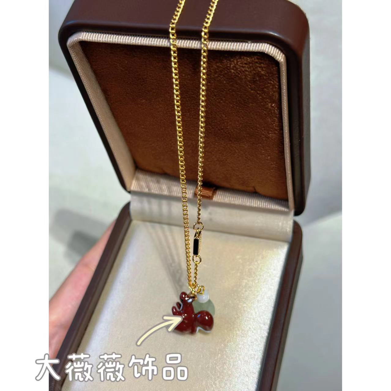 铜合金项链 轻奢M字母小松鼠项链-67765