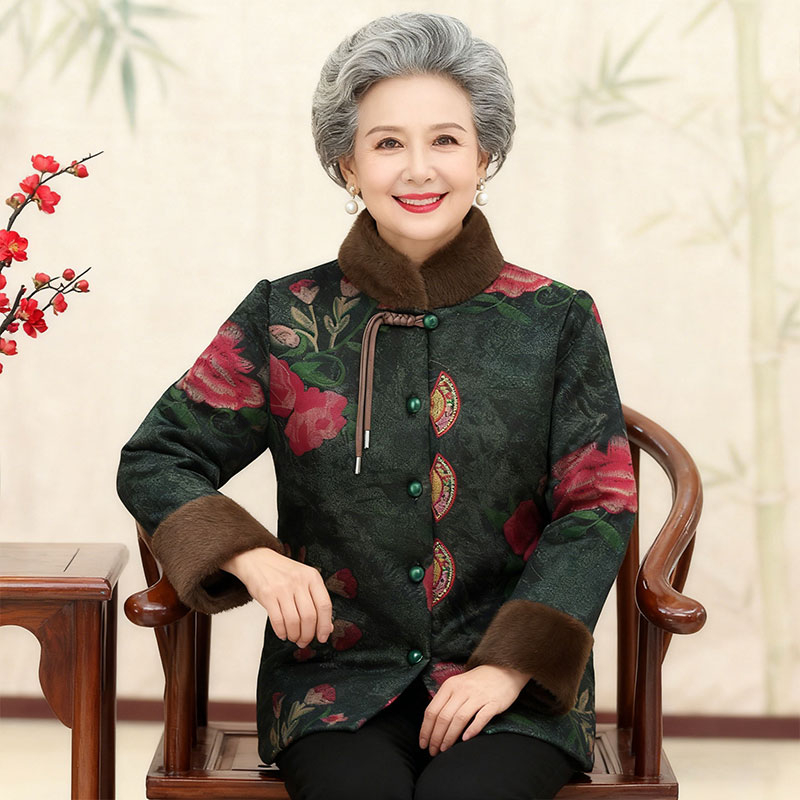 奶奶冬装棉服加绒加厚唐装老太太冬季棉衣外套保暖老人妈妈棉袄子