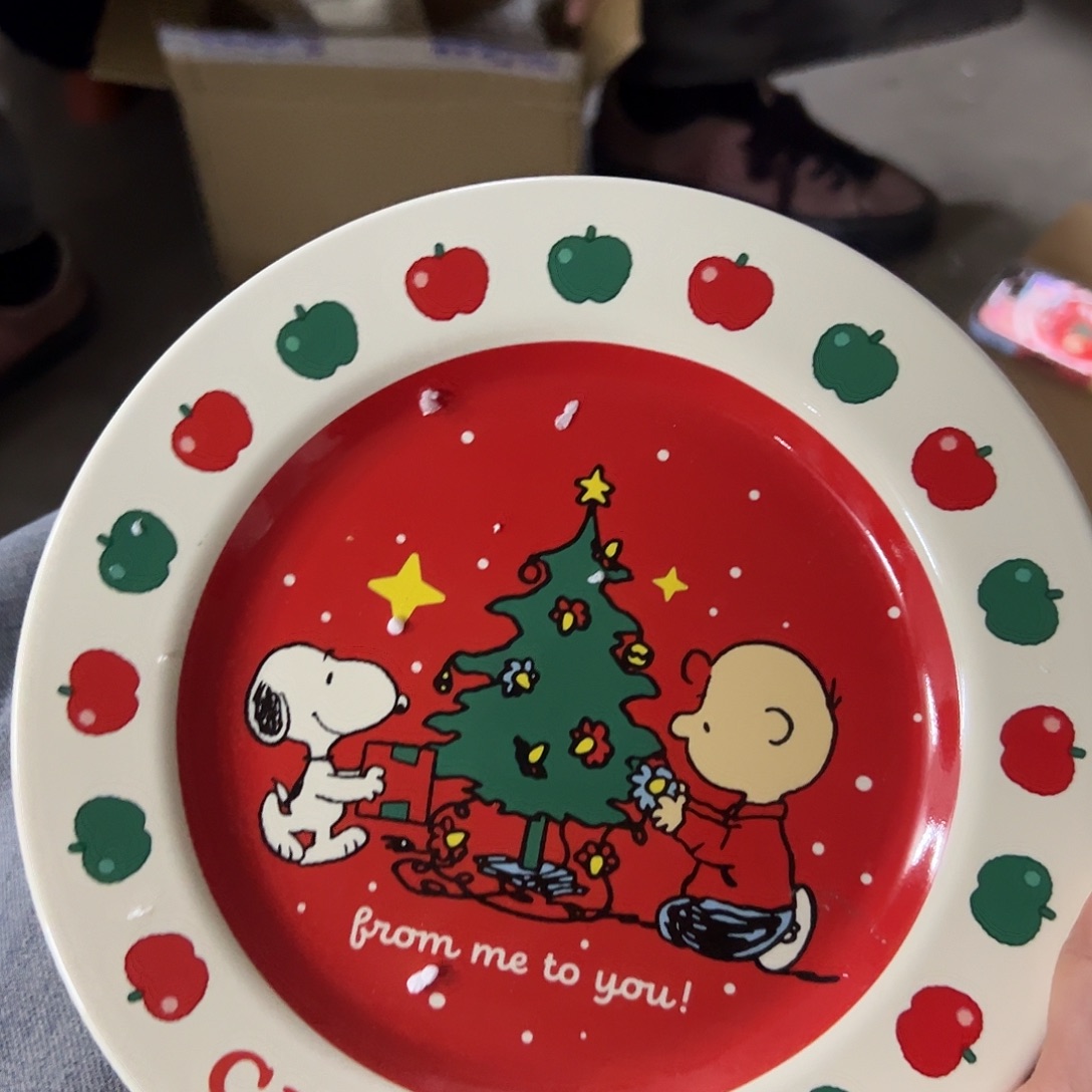 搪瓷微瑕圣诞史努比盘一个