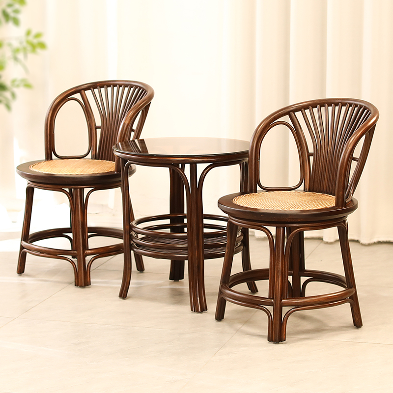 高端系列小转椅套装 藤椅藤编转转椅组合桌椅休闲椅喝茶椅真藤椅