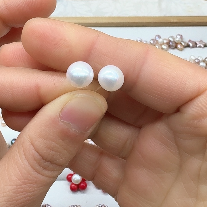 淡水珍珠耳饰银S925镶嵌
