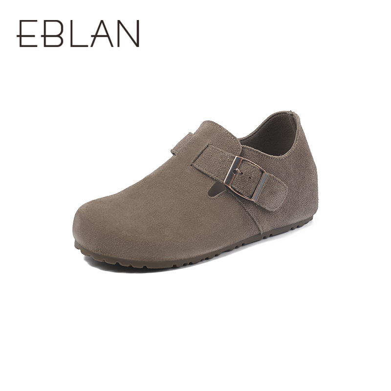 伊伴2025秋季复古勃肯鞋牛绒鞋面内增高隐形增高勃肯鞋B25451901