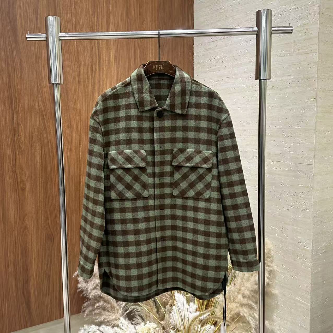 高品质男装【1132396067】衬衫版格子毛呢大衣