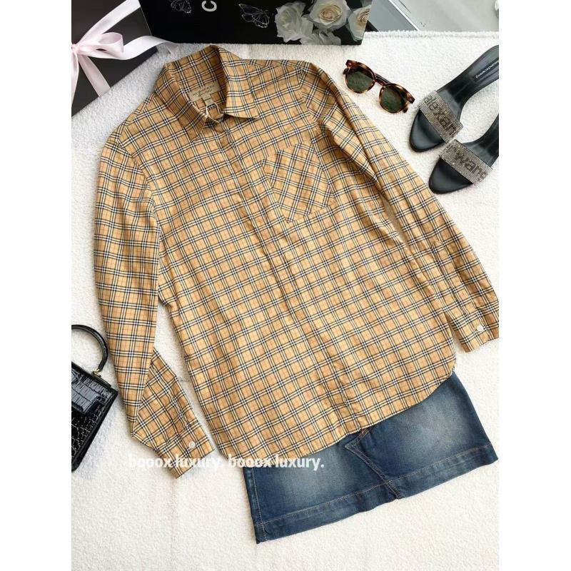 95新 BURBERRY/博柏利   xw204 棉 经典格纹长袖衬衫 38码