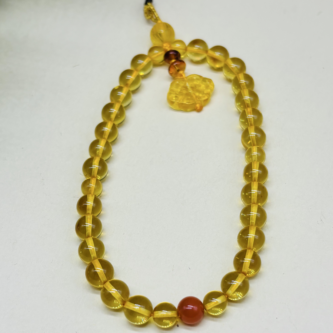 蜜蜡圆珠精美手机链