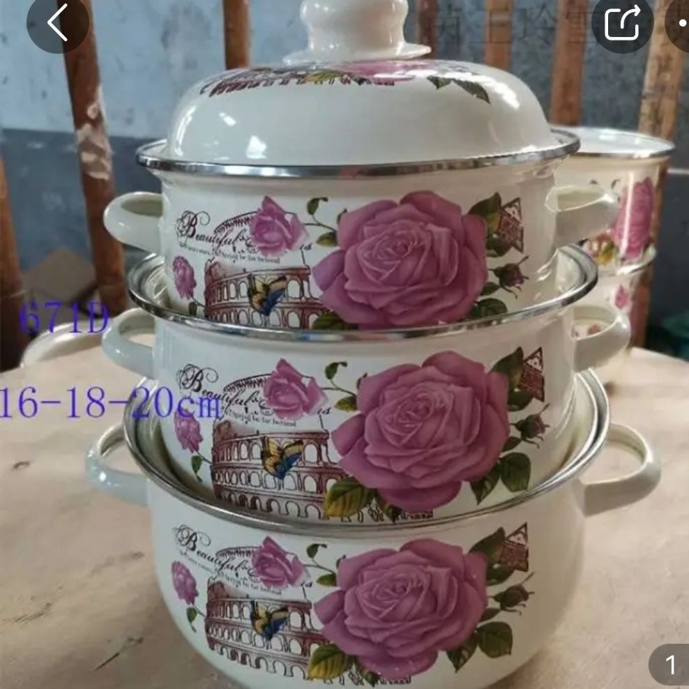 巴黎春天搪瓷锅三件套16-18-20