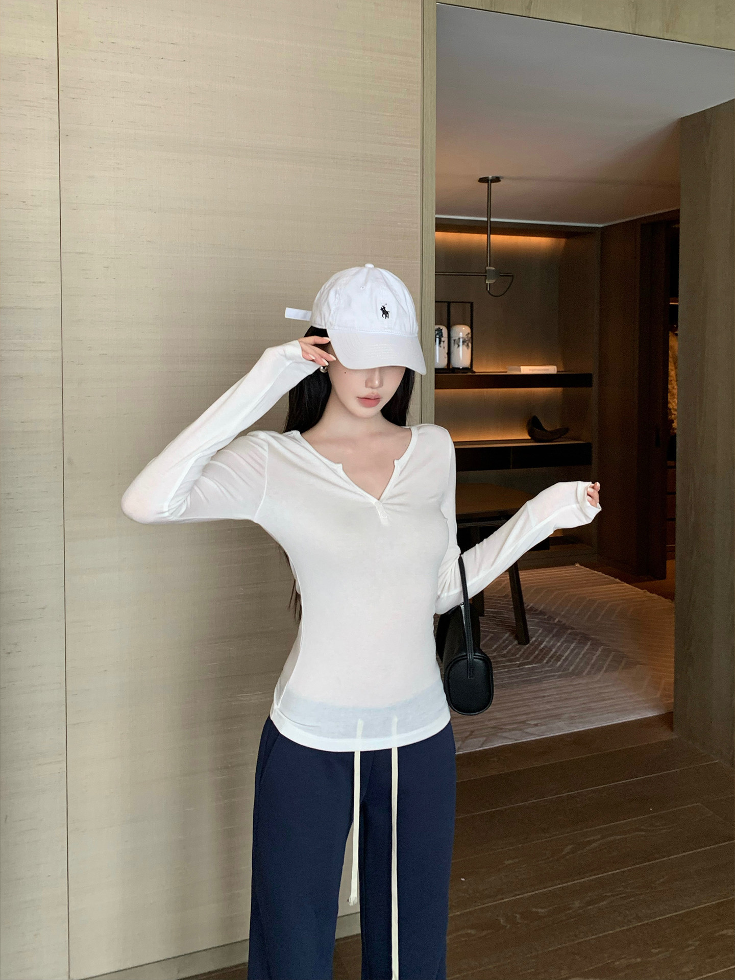 肯豆同款长袖T恤女秋冬打底衫