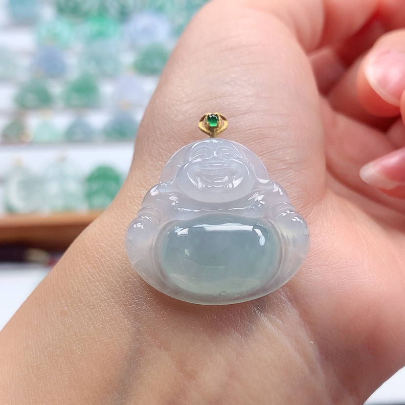 【闪购商品】翡翠吊坠(赠链)18K金镶嵌