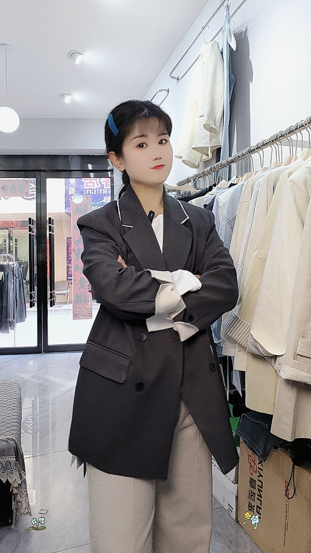 高级感灰色西装外套女春秋2024新款美式慵懒风西服时尚设计感爆款