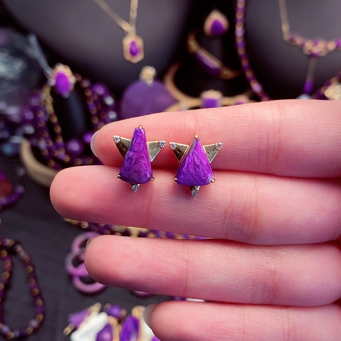 苏纪石（舒俱来）耳饰18K金镶嵌