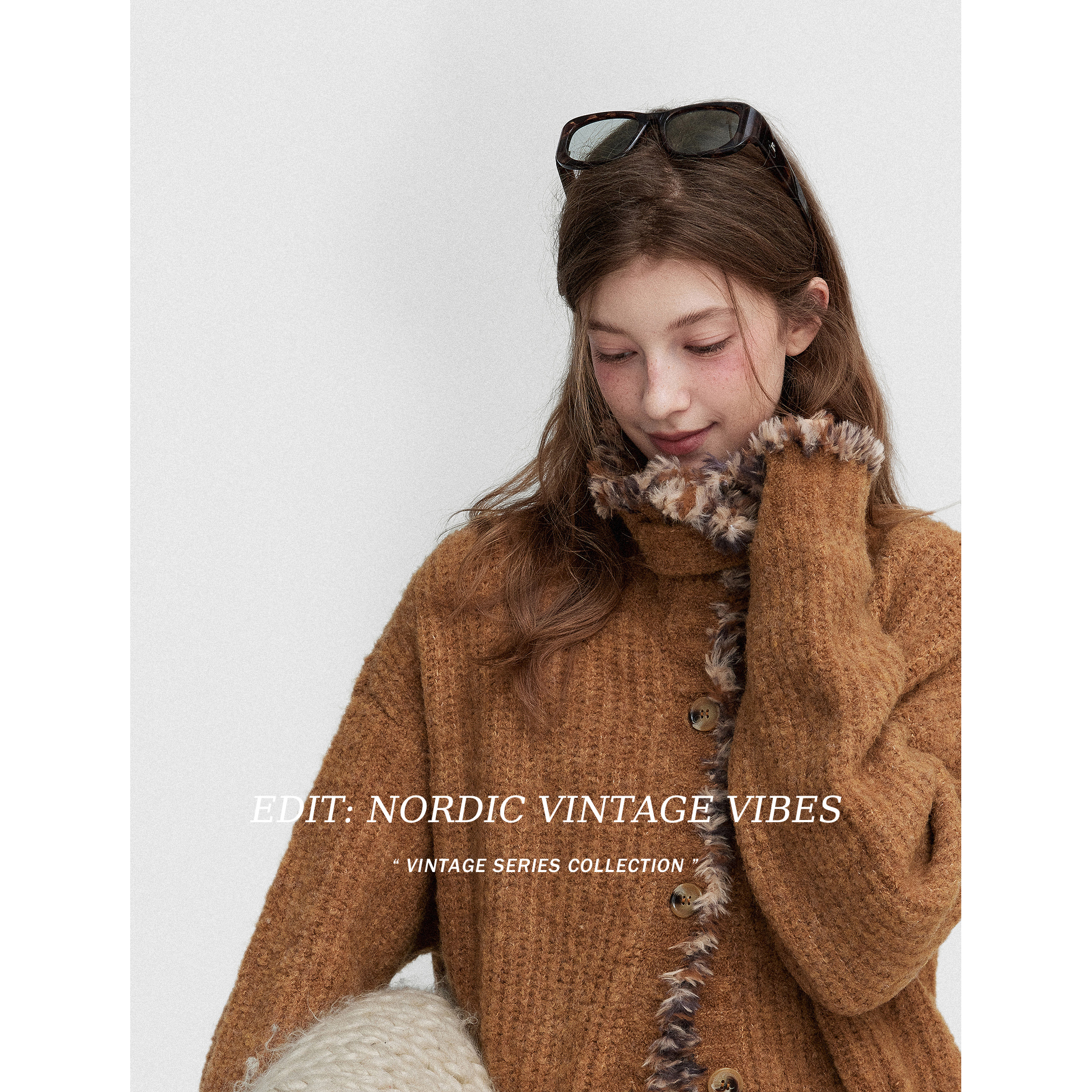 VUMP 许愿森林'vintage复古浪漫圈圈羊毛纱线手工毛边慵懒毛衣女