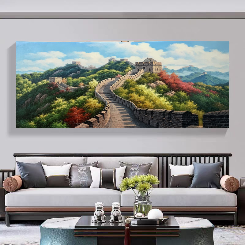 《万里长城》70*180含内框，刘春建原创手绘油画，肌理装饰画挂画