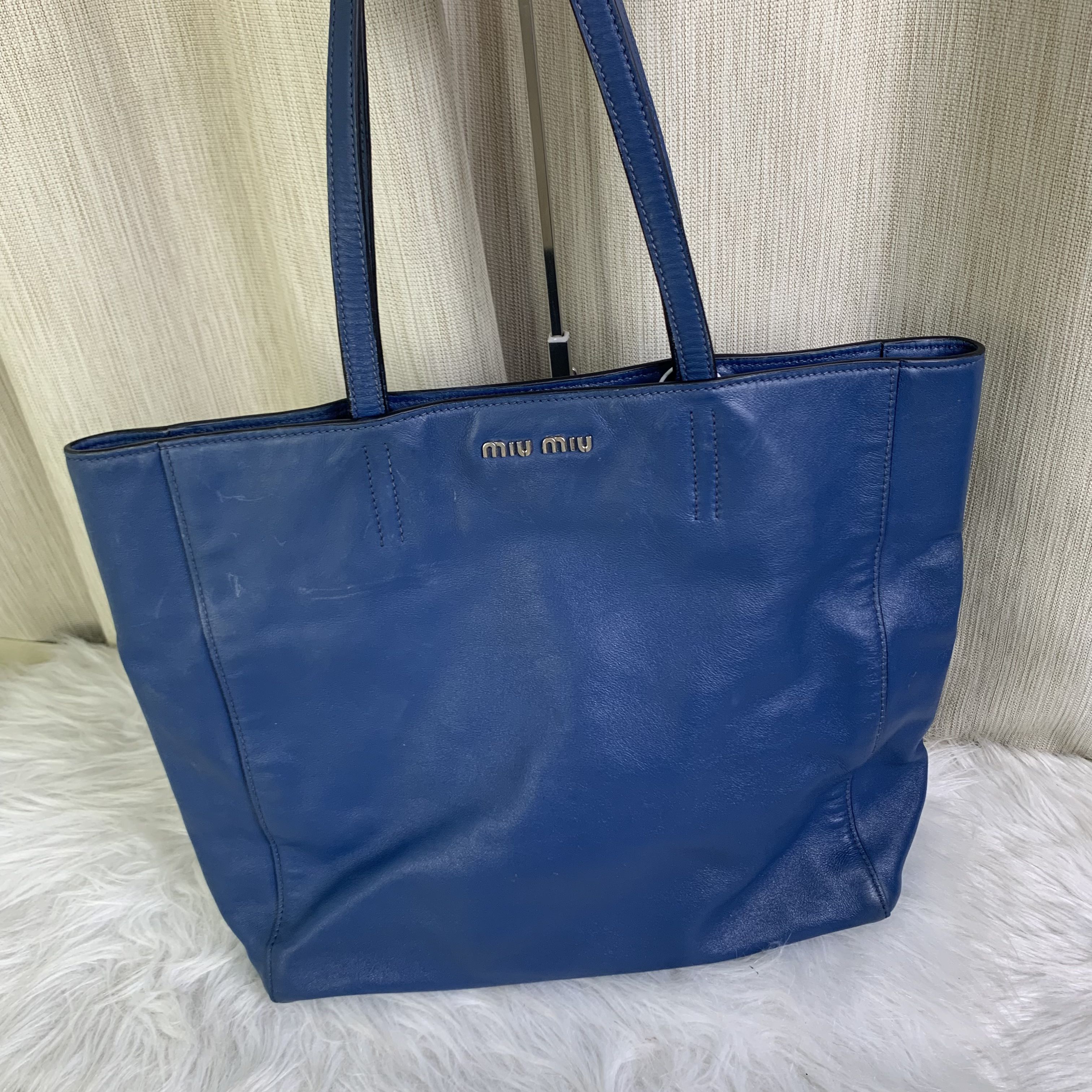 95新 MIU MIU/缪缪 蓝色单肩托特包/FYYW06816068/6068