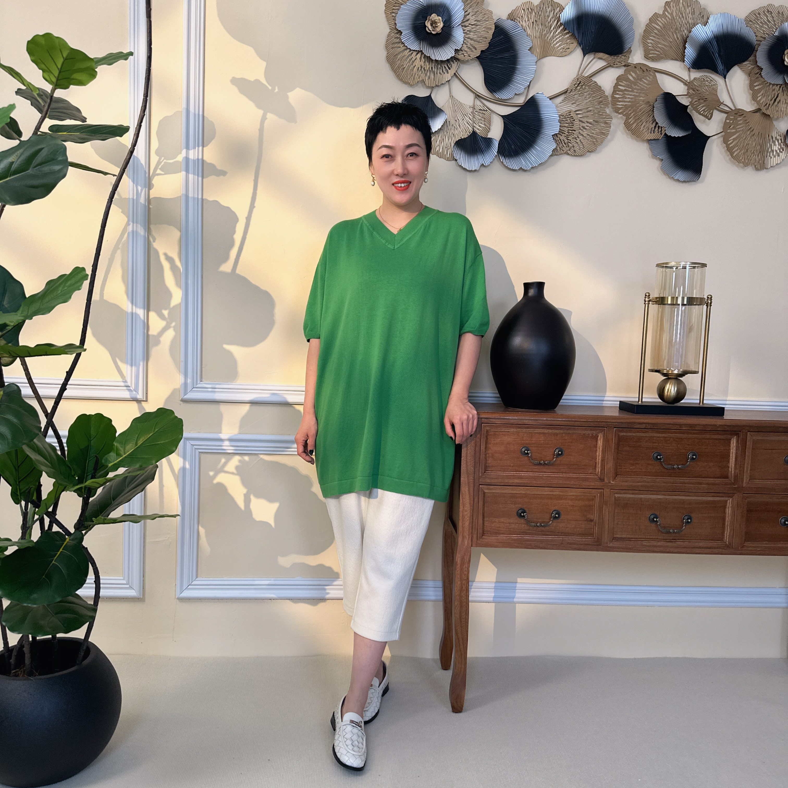 小V领商务休闲百搭全棉套头大衫（2202#）