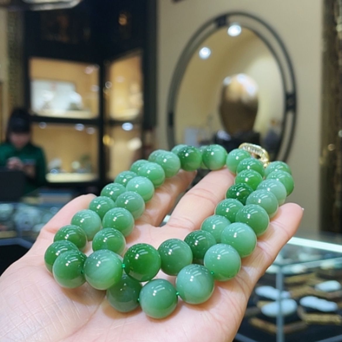 【闪购商品】和田玉颈饰合金12mm圆珠