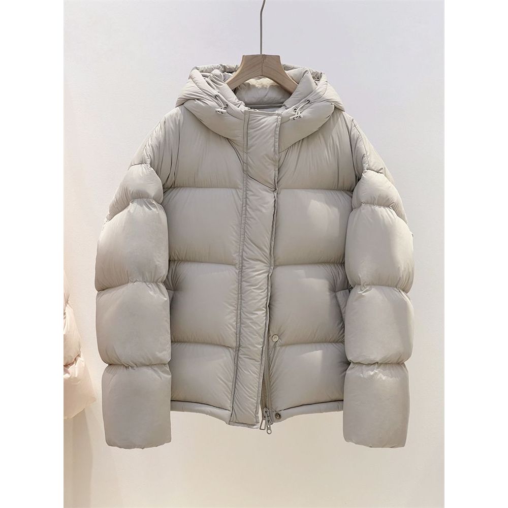 鸭绒2025冬羽绒服女泡芙新款加厚连帽短款小个子保暖面包服外套