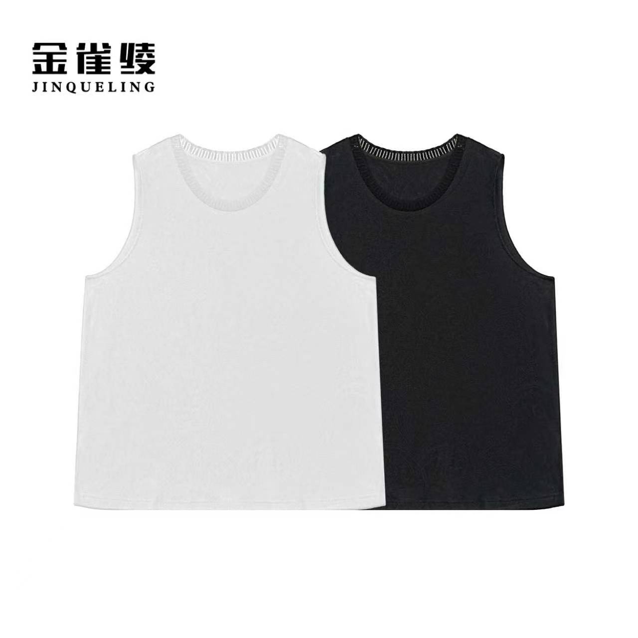 金雀绫【小时代】极简都市针织提花工艺加宽加大背心SZBY255