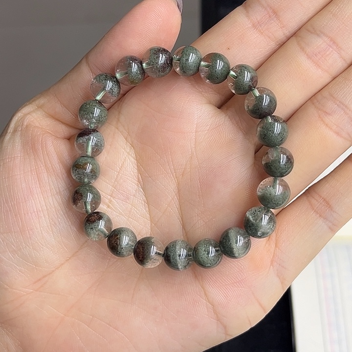 水晶手串未镶嵌巴西绿幽灵聚宝盆