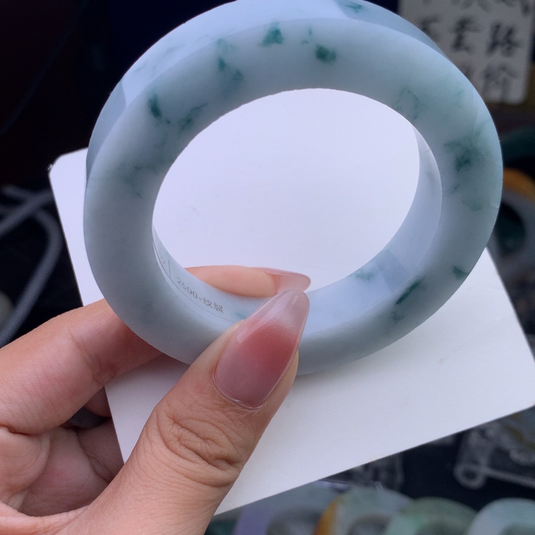 定制翡翠手镯未镶嵌蓝飘花