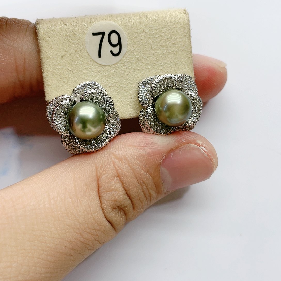 银S925镶嵌海水珍珠耳饰