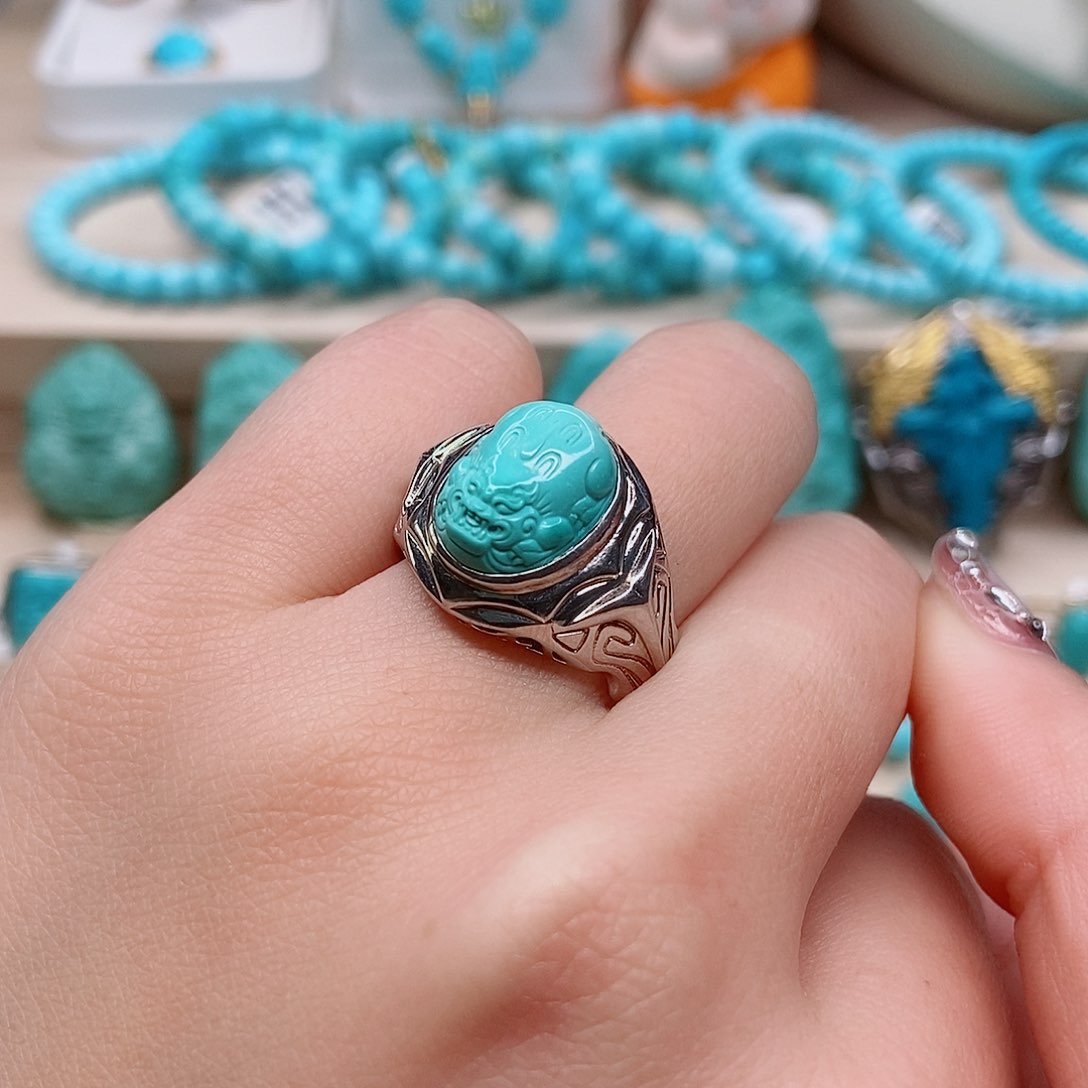 绿松石戒指银S925镶嵌
