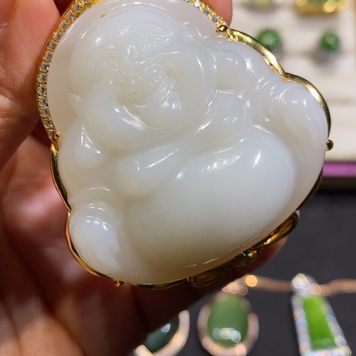 和田玉银S925镶嵌颈饰