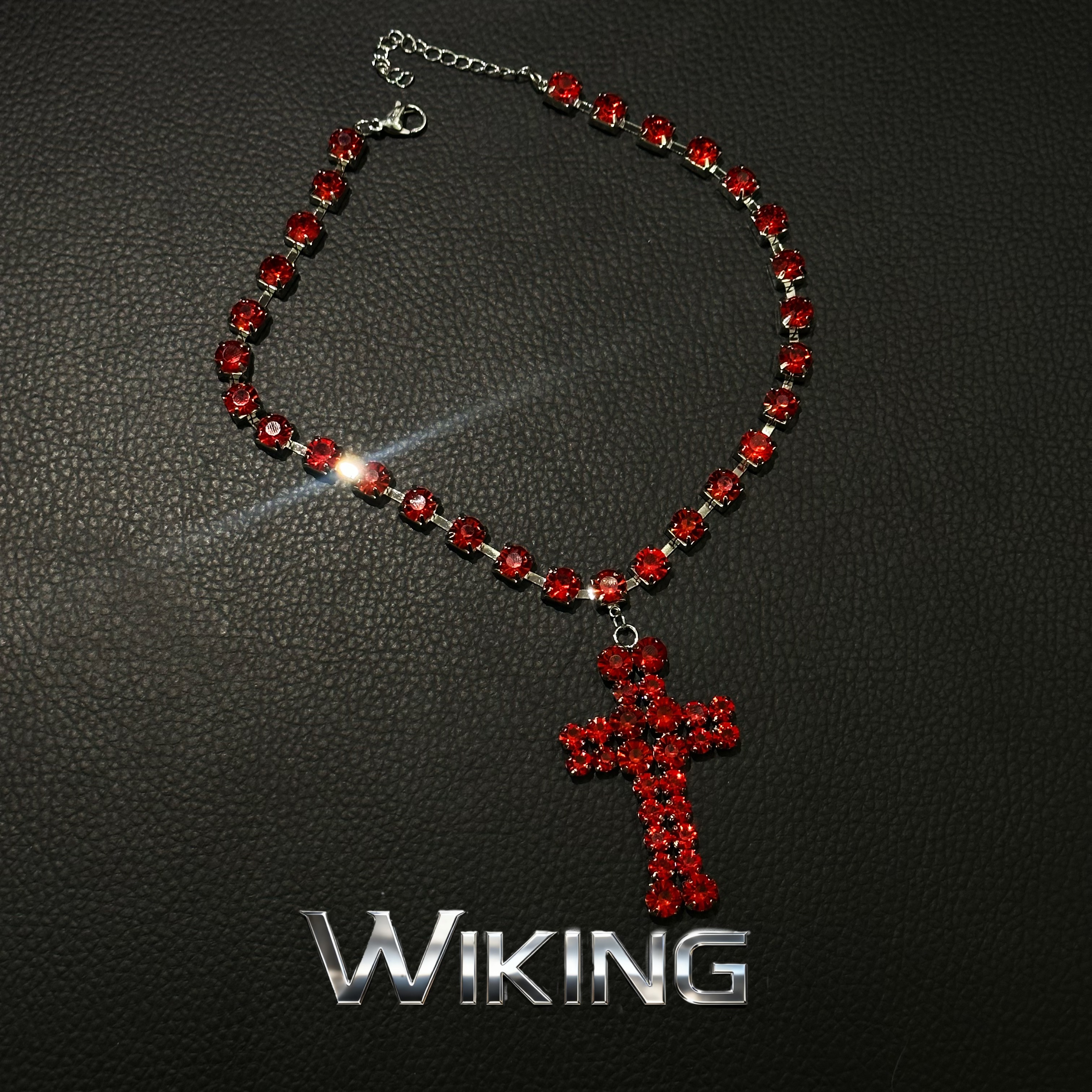 纯铜锆石项链 王大嘴原创 “红钻十字”奢华全镶钻十字项链A609