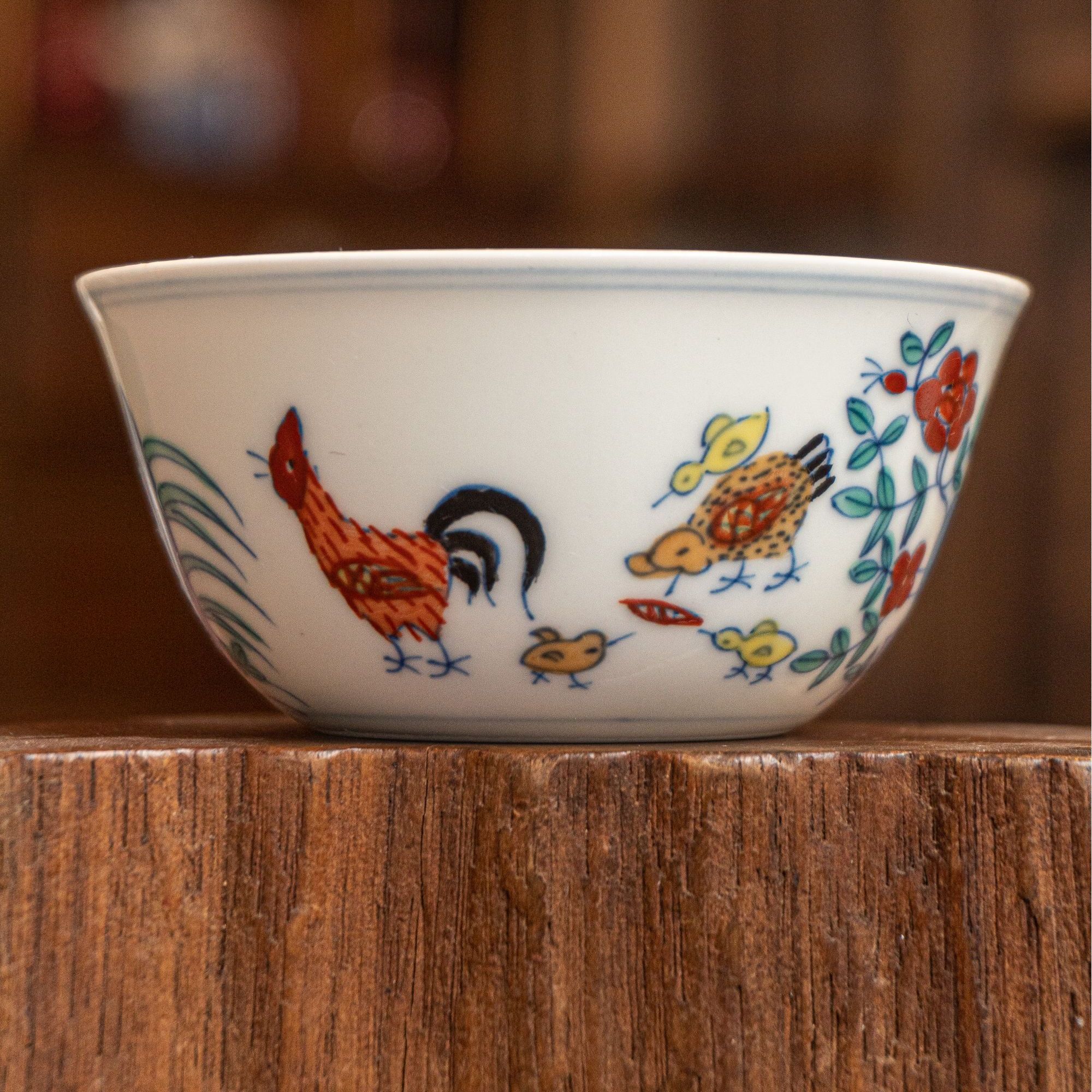 景德镇 青白瓷 主人杯 手绘 手工瓷器 高温  斗彩 鸡缸杯