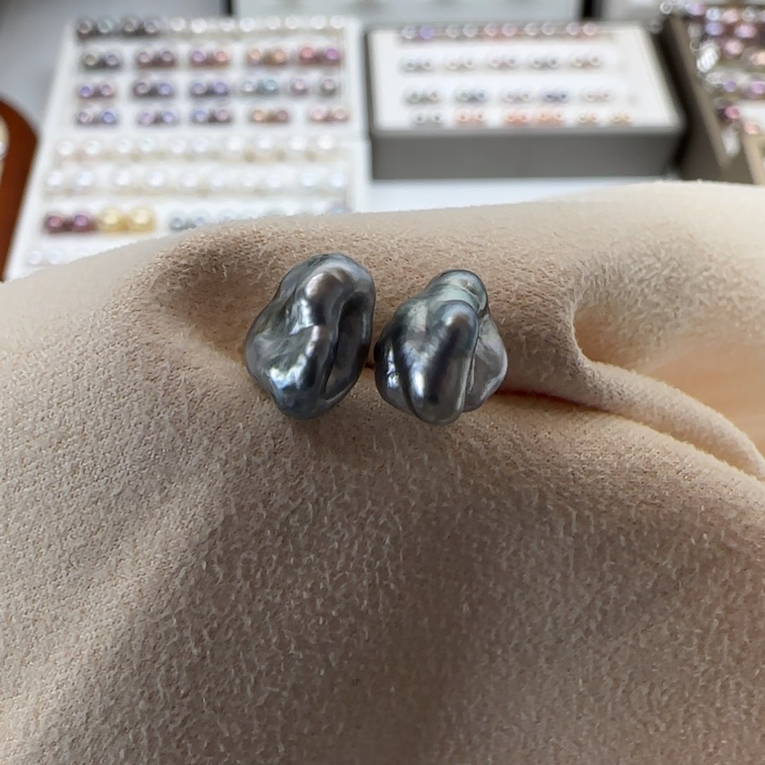 海水珍珠耳钉银S925镶嵌